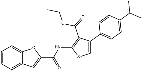 ethyl 2-[(1-benzofuran-2-ylcarbonyl)amino]-4-(4-isopropylphenyl)-3-thiophenecarboxylate Struktur