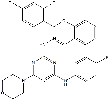 2-[(2,4-dichlorobenzyl)oxy]benzaldehyde [4-(4-fluoroanilino)-6-(4-morpholinyl)-1,3,5-triazin-2-yl]hydrazone Struktur