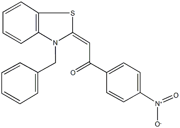 2-(3-benzyl-1,3-benzothiazol-2(3H)-ylidene)-1-{4-nitrophenyl}ethanone Struktur