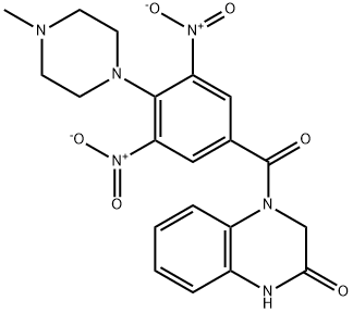 4-[3,5-bisnitro-4-(4-methyl-1-piperazinyl)benzoyl]-3,4-dihydro-2(1H)-quinoxalinone Struktur