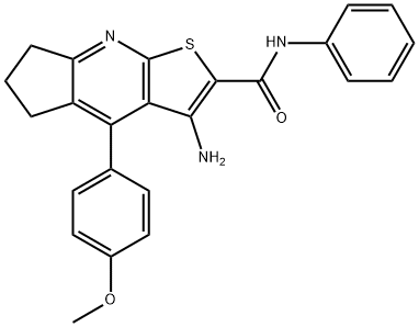 3-amino-4-(4-methoxyphenyl)-N-phenyl-6,7-dihydro-5H-cyclopenta[b]thieno[3,2-e]pyridine-2-carboxamide Struktur