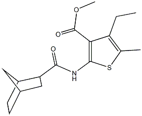 methyl 2-[(bicyclo[2.2.1]hept-2-ylcarbonyl)amino]-4-ethyl-5-methyl-3-thiophenecarboxylate Struktur