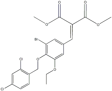 dimethyl 2-{3-bromo-4-[(2,4-dichlorobenzyl)oxy]-5-ethoxybenzylidene}malonate Struktur