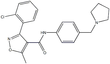 3-(2-chlorophenyl)-5-methyl-N-[4-(1-pyrrolidinylmethyl)phenyl]-4-isoxazolecarboxamide Struktur