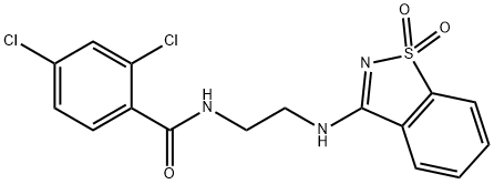 2,4-dichloro-N-{2-[(1,1-dioxido-1,2-benzisothiazol-3-yl)amino]ethyl}benzamide Struktur