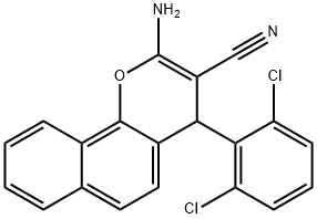 2-amino-4-(2,6-dichlorophenyl)-4H-benzo[h]chromene-3-carbonitrile Struktur