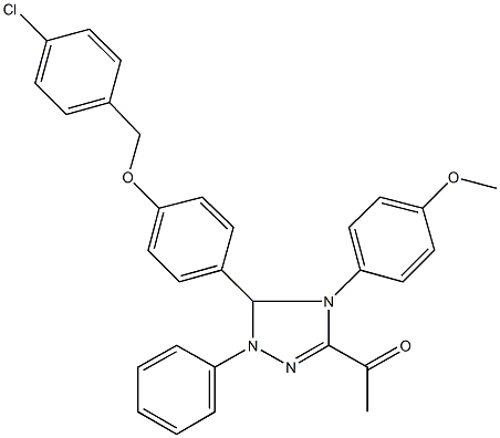 1-[5-{4-[(4-chlorobenzyl)oxy]phenyl}-4-(4-methoxyphenyl)-1-phenyl-4,5-dihydro-1H-1,2,4-triazol-3-yl]ethanone Struktur