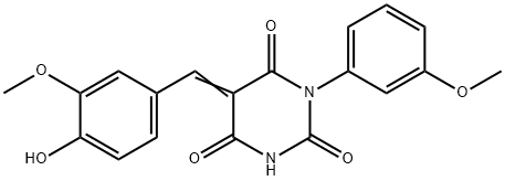 5-(4-hydroxy-3-methoxybenzylidene)-1-(3-methoxyphenyl)-2,4,6(1H,3H,5H)-pyrimidinetrione Struktur