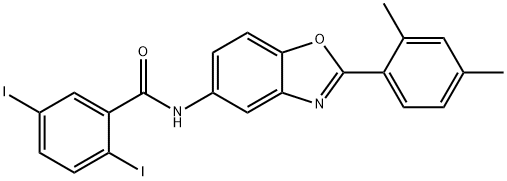 N-[2-(2,4-dimethylphenyl)-1,3-benzoxazol-5-yl]-2,5-diiodobenzamide Struktur