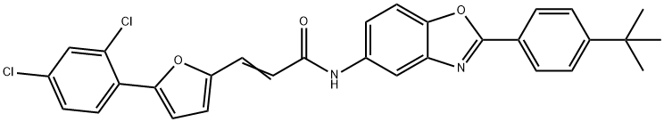 N-[2-(4-tert-butylphenyl)-1,3-benzoxazol-5-yl]-3-[5-(2,4-dichlorophenyl)-2-furyl]acrylamide Struktur