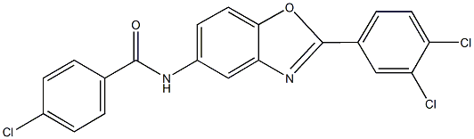 4-chloro-N-[2-(3,4-dichlorophenyl)-1,3-benzoxazol-5-yl]benzamide Struktur