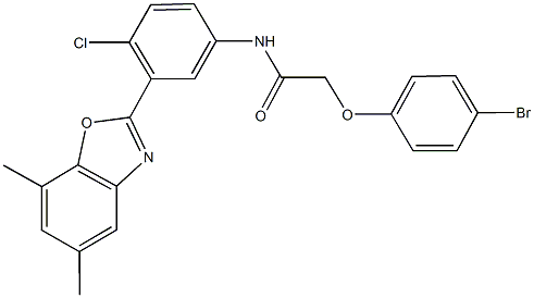 2-(4-bromophenoxy)-N-[4-chloro-3-(5,7-dimethyl-1,3-benzoxazol-2-yl)phenyl]acetamide Struktur