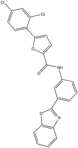 N-[3-(1,3-benzoxazol-2-yl)phenyl]-5-(2,4-dichlorophenyl)-2-furamide Struktur