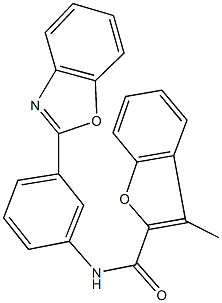 N-[3-(1,3-benzoxazol-2-yl)phenyl]-3-methyl-1-benzofuran-2-carboxamide Struktur