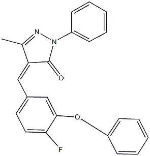 4-(4-fluoro-3-phenoxybenzylidene)-5-methyl-2-phenyl-2,4-dihydro-3H-pyrazol-3-one Struktur