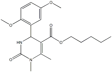 pentyl 4-(2,5-dimethoxyphenyl)-1,6-dimethyl-2-oxo-1,2,3,4-tetrahydro-5-pyrimidinecarboxylate Struktur