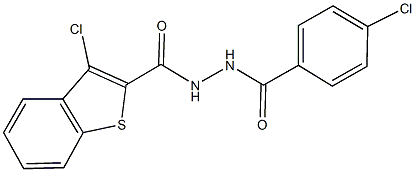 3-chloro-N'-(4-chlorobenzoyl)-1-benzothiophene-2-carbohydrazide Struktur