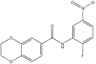 N-{2-fluoro-5-nitrophenyl}-2,3-dihydro-1,4-benzodioxine-6-carboxamide Struktur