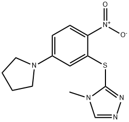 3-{[2-nitro-5-(1-pyrrolidinyl)phenyl]sulfanyl}-4-methyl-4H-1,2,4-triazole Struktur