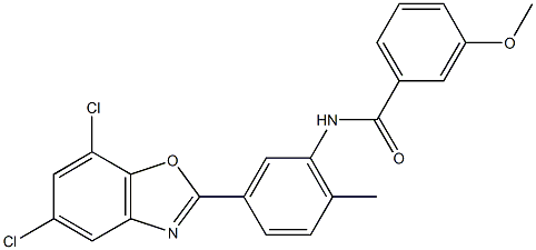 N-[5-(5,7-dichloro-1,3-benzoxazol-2-yl)-2-methylphenyl]-3-methoxybenzamide Struktur