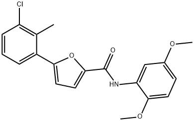 5-(3-chloro-2-methylphenyl)-N-(2,5-dimethoxyphenyl)-2-furamide Struktur