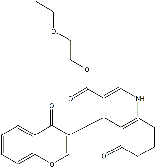 2-ethoxyethyl 2-methyl-5-oxo-4-(4-oxo-4H-chromen-3-yl)-1,4,5,6,7,8-hexahydroquinoline-3-carboxylate Struktur