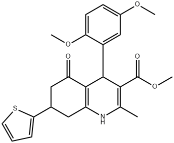 methyl 4-(2,5-dimethoxyphenyl)-2-methyl-5-oxo-7-(2-thienyl)-1,4,5,6,7,8-hexahydro-3-quinolinecarboxylate Struktur