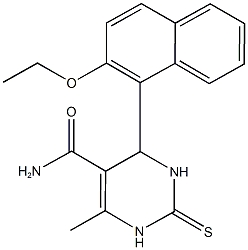 4-(2-ethoxy-1-naphthyl)-6-methyl-2-thioxo-1,2,3,4-tetrahydro-5-pyrimidinecarboxamide Struktur