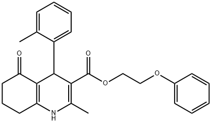 2-phenoxyethyl 2-methyl-4-(2-methylphenyl)-5-oxo-1,4,5,6,7,8-hexahydroquinoline-3-carboxylate Struktur