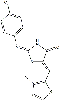 2-[(4-chlorophenyl)imino]-5-[(3-methyl-2-thienyl)methylene]-1,3-thiazolidin-4-one Struktur