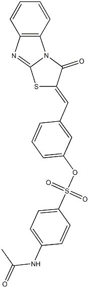 3-[(3-oxo[1,3]thiazolo[3,2-a]benzimidazol-2(3H)-ylidene)methyl]phenyl 4-(acetylamino)benzenesulfonate Struktur