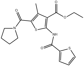 ethyl 4-methyl-5-(1-pyrrolidinylcarbonyl)-2-[(2-thienylcarbonyl)amino]-3-thiophenecarboxylate Struktur