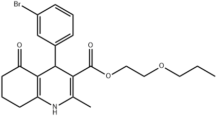 2-propoxyethyl 4-(3-bromophenyl)-2-methyl-5-oxo-1,4,5,6,7,8-hexahydro-3-quinolinecarboxylate Struktur