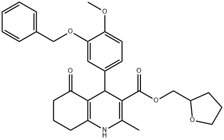 tetrahydro-2-furanylmethyl 4-[3-(benzyloxy)-4-methoxyphenyl]-2-methyl-5-oxo-1,4,5,6,7,8-hexahydro-3-quinolinecarboxylate Struktur