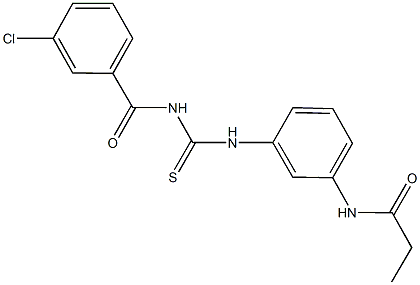 N-[3-({[(3-chlorobenzoyl)amino]carbothioyl}amino)phenyl]propanamide Struktur