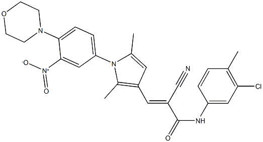 N-(3-chloro-4-methylphenyl)-2-cyano-3-{1-[3-nitro-4-(4-morpholinyl)phenyl]-2,5-dimethyl-1H-pyrrol-3-yl}acrylamide Struktur