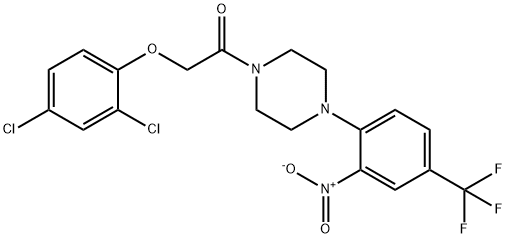 1-[(2,4-dichlorophenoxy)acetyl]-4-[2-nitro-4-(trifluoromethyl)phenyl]piperazine Struktur