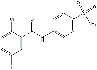 N-[4-(aminosulfonyl)phenyl]-2-chloro-5-iodobenzamide Struktur