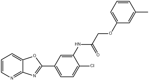 N-(2-chloro-5-[1,3]oxazolo[4,5-b]pyridin-2-ylphenyl)-2-(3-methylphenoxy)acetamide Struktur