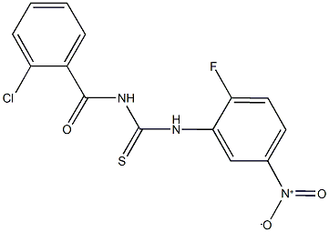 N-(2-chlorobenzoyl)-N'-{2-fluoro-5-nitrophenyl}thiourea Struktur