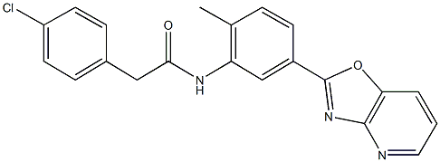 2-(4-chlorophenyl)-N-(2-methyl-5-[1,3]oxazolo[4,5-b]pyridin-2-ylphenyl)acetamide Struktur