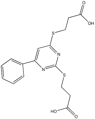 3-({2-[(2-carboxyethyl)sulfanyl]-6-phenyl-4-pyrimidinyl}sulfanyl)propanoic acid Struktur