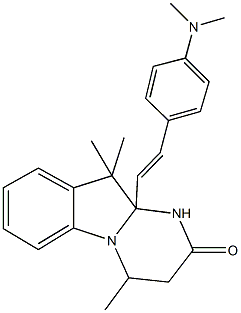 10a-{2-[4-(dimethylamino)phenyl]vinyl}-4,10,10-trimethyl-3,4,10,10a-tetrahydropyrimido[1,2-a]indol-2(1H)-one Struktur