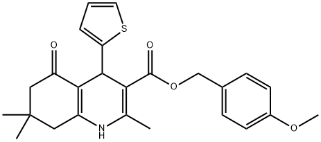 4-methoxybenzyl 2,7,7-trimethyl-5-oxo-4-(2-thienyl)-1,4,5,6,7,8-hexahydro-3-quinolinecarboxylate Struktur