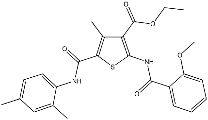 ethyl 5-[(2,4-dimethylanilino)carbonyl]-2-[(2-methoxybenzoyl)amino]-4-methyl-3-thiophenecarboxylate Struktur