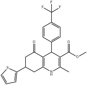 methyl 2-methyl-5-oxo-7-(2-thienyl)-4-[4-(trifluoromethyl)phenyl]-1,4,5,6,7,8-hexahydro-3-quinolinecarboxylate Struktur