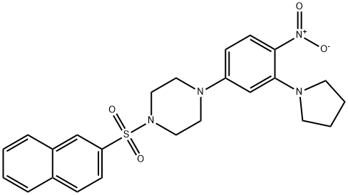 1-[4-nitro-3-(1-pyrrolidinyl)phenyl]-4-(2-naphthylsulfonyl)piperazine Struktur