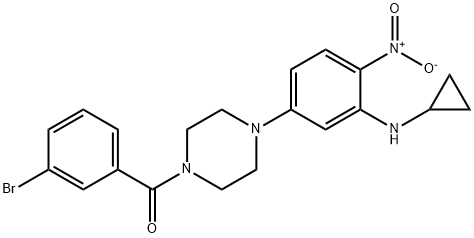 1-(3-bromobenzoyl)-4-{3-(cyclopropylamino)-4-nitrophenyl}piperazine Struktur