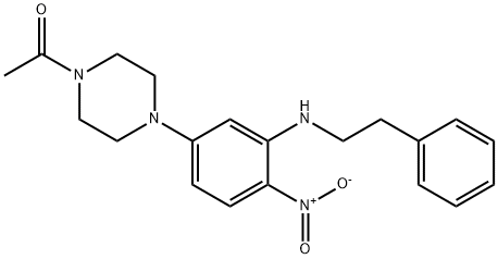 1-acetyl-4-{4-nitro-3-[(2-phenylethyl)amino]phenyl}piperazine Struktur