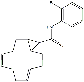 N-(2-fluorophenyl)bicyclo[10.1.0]trideca-4,8-diene-13-carboxamide Struktur